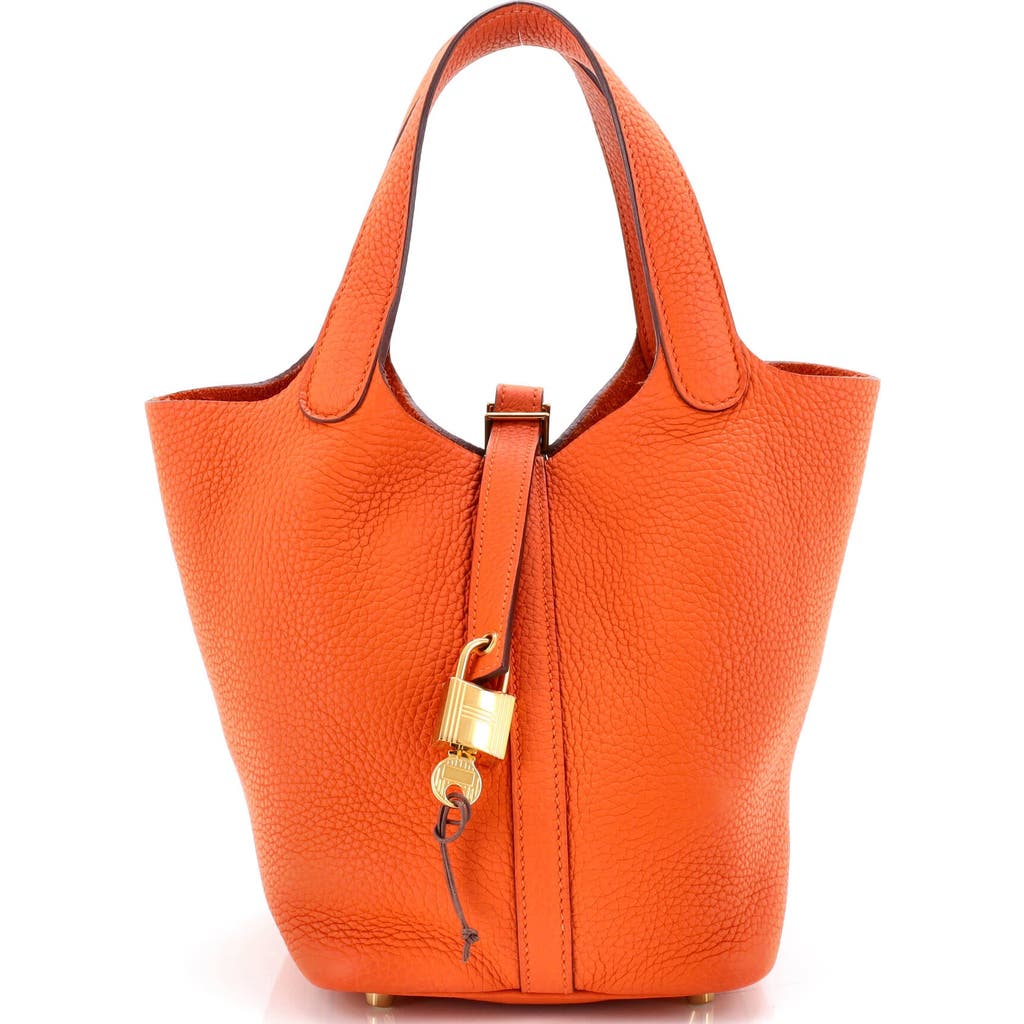 Pre-owned Hermes Hermes Picotin Lock Bag Clemence Pm In Orange