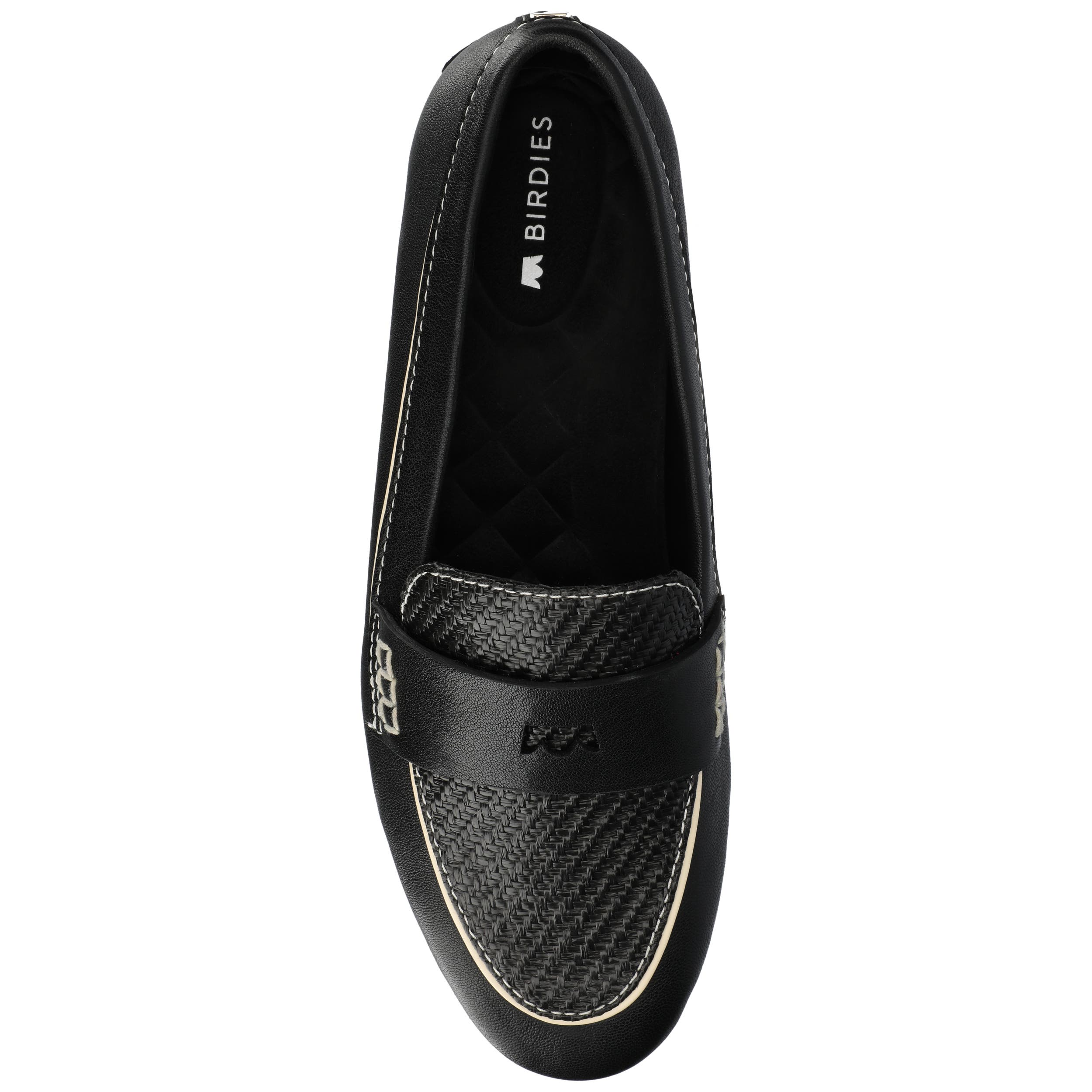 Birdies The Vesper Driver Loafers, Alternate, color, Black Leather Raffia