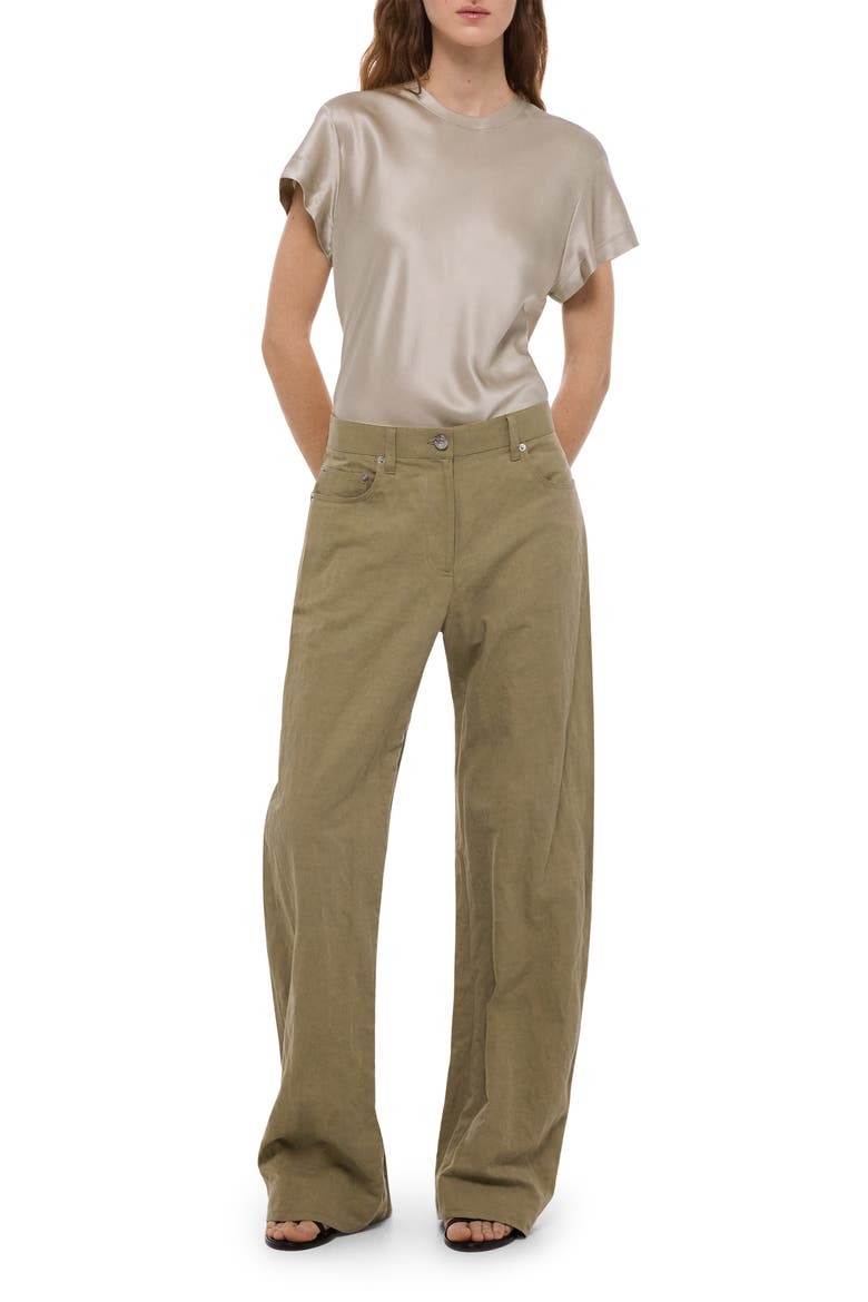 Cotton Blend Bootcut Pants, Alternate, color, WARM SAGE