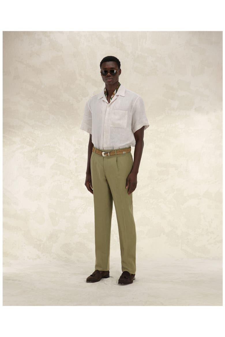 Bowling Linen Short Sleeve Shirt, Alternate, color, NATURAL