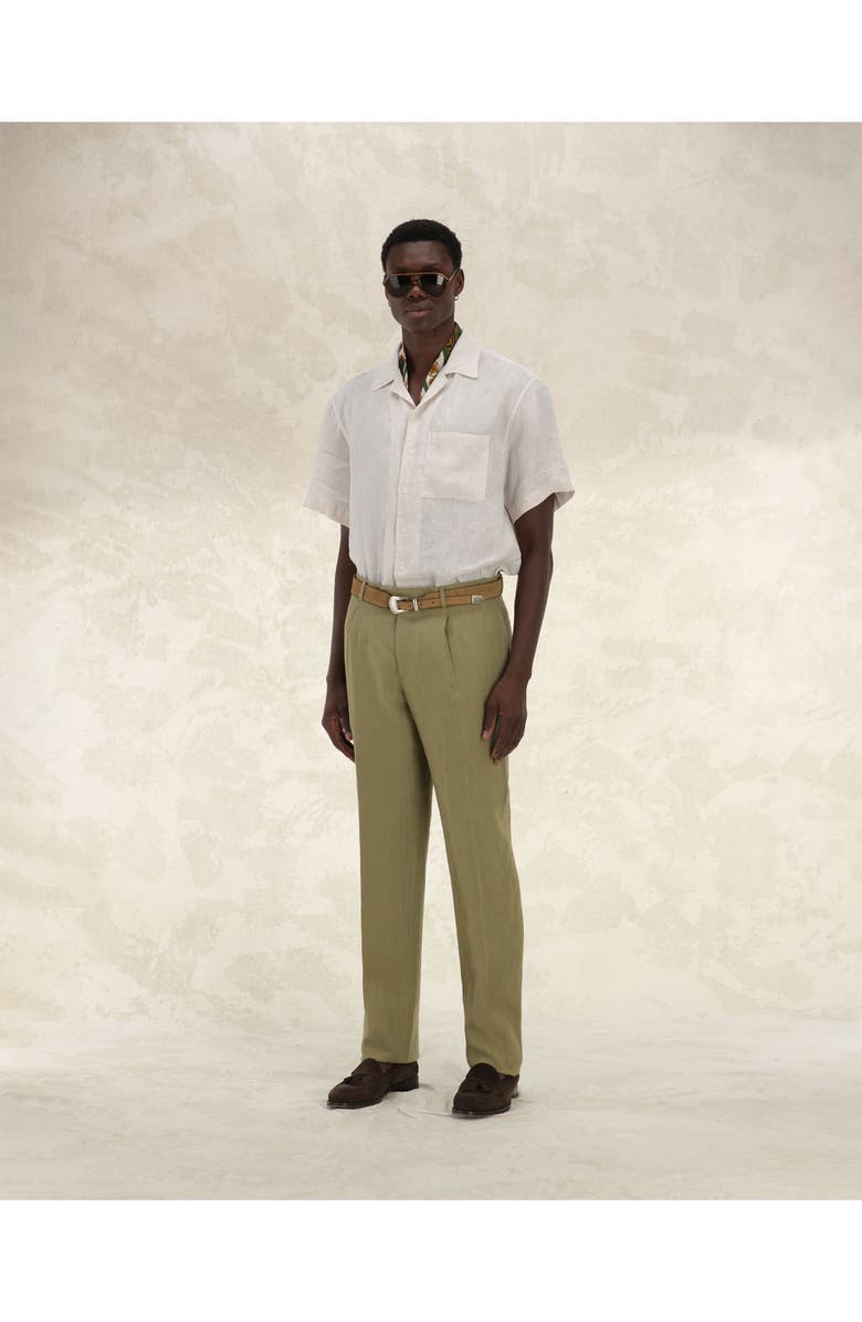 Fortela Bowling Linen Short Sleeve Shirt, Alternate, color, Natural