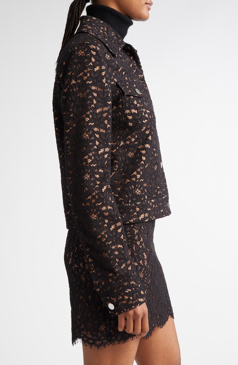 Michael Kors Collection Lace Denim Jacket, Alternate, color, Black