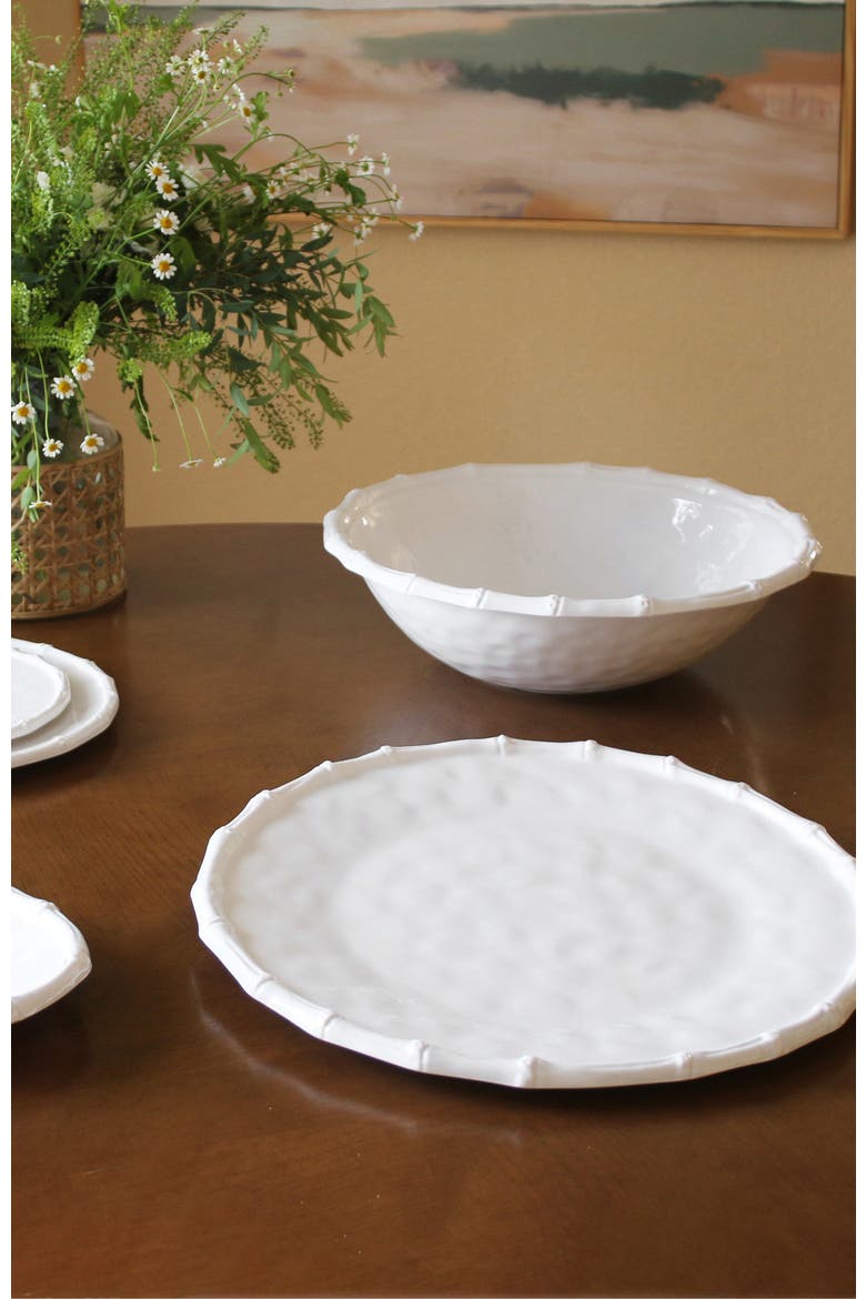 Vida Cane Large Salad Bowl, Alternate, color, White
