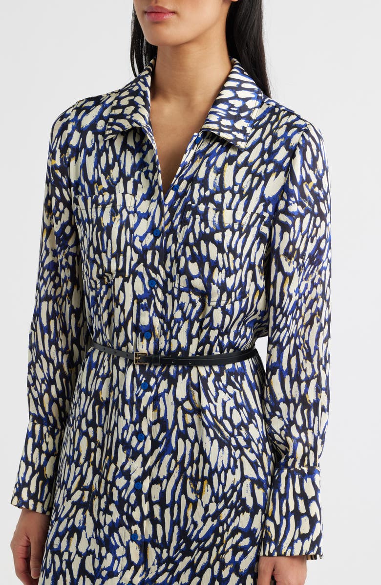 Sam Edelman Print Long Sleeve Shirtdress, Alternate, color, Blue/ Black