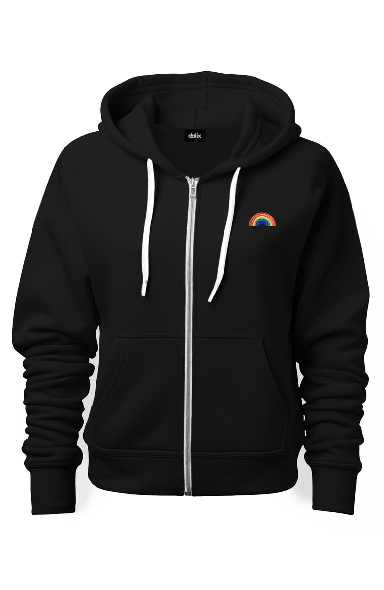 Dalix Rainbow Zip Hoodie, Main, color, Black