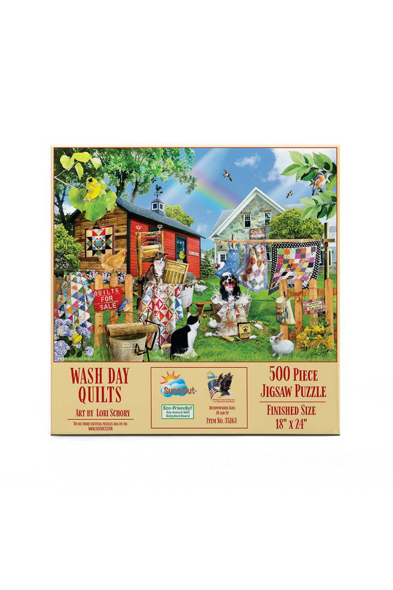 Wash Day Quilts 500 piece Jigsaw Puzzle for Adults, Alternate, color, Multicolor