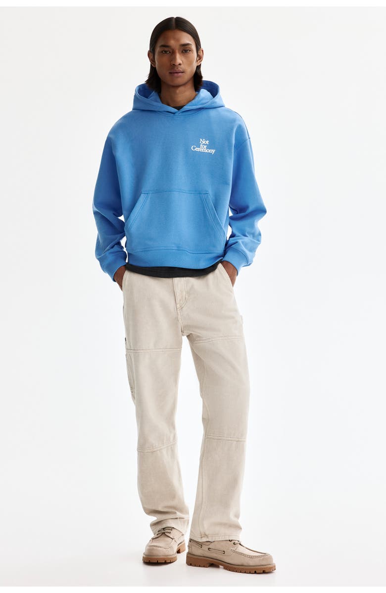 H&M Loose Fit Motif-detail Hoodie, Alternate, color, Light Blue/Not For Ceremony