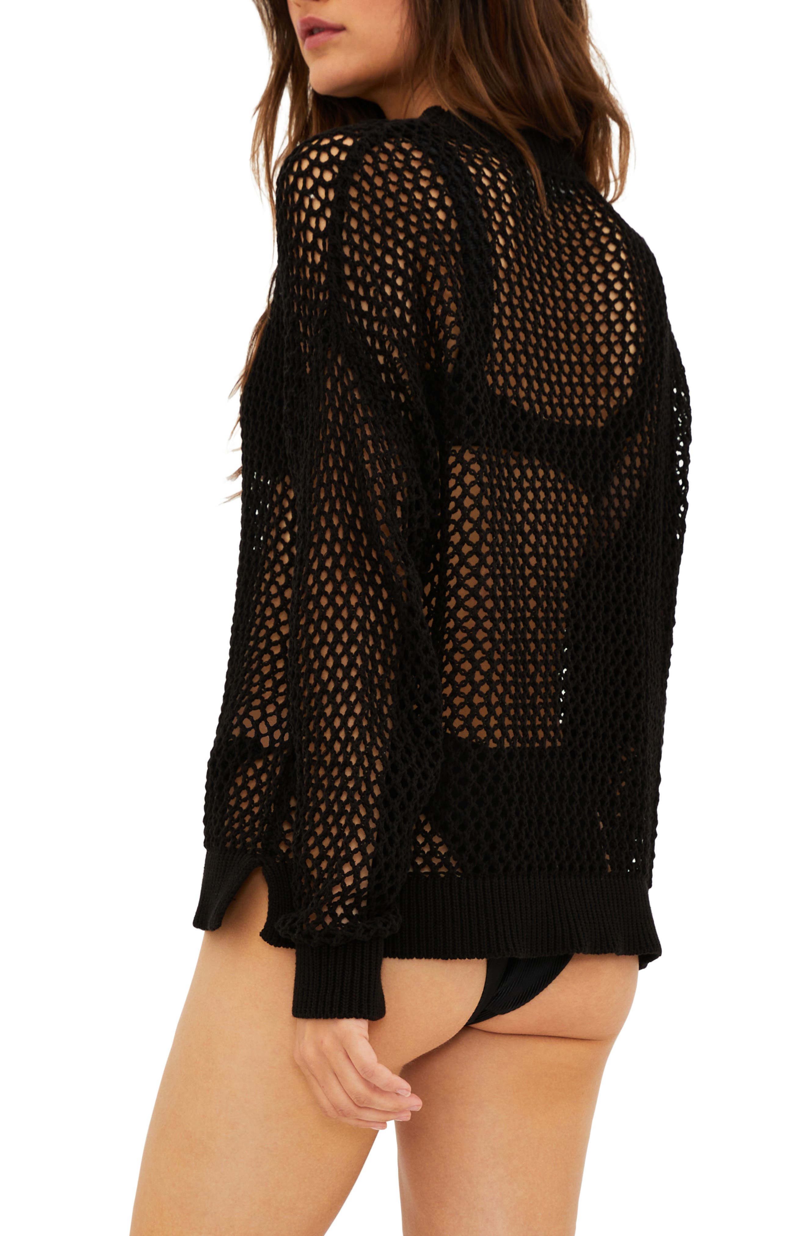 Hilary Long Sleeve Open Knit Cover-Up Sweater Tunic - image 2