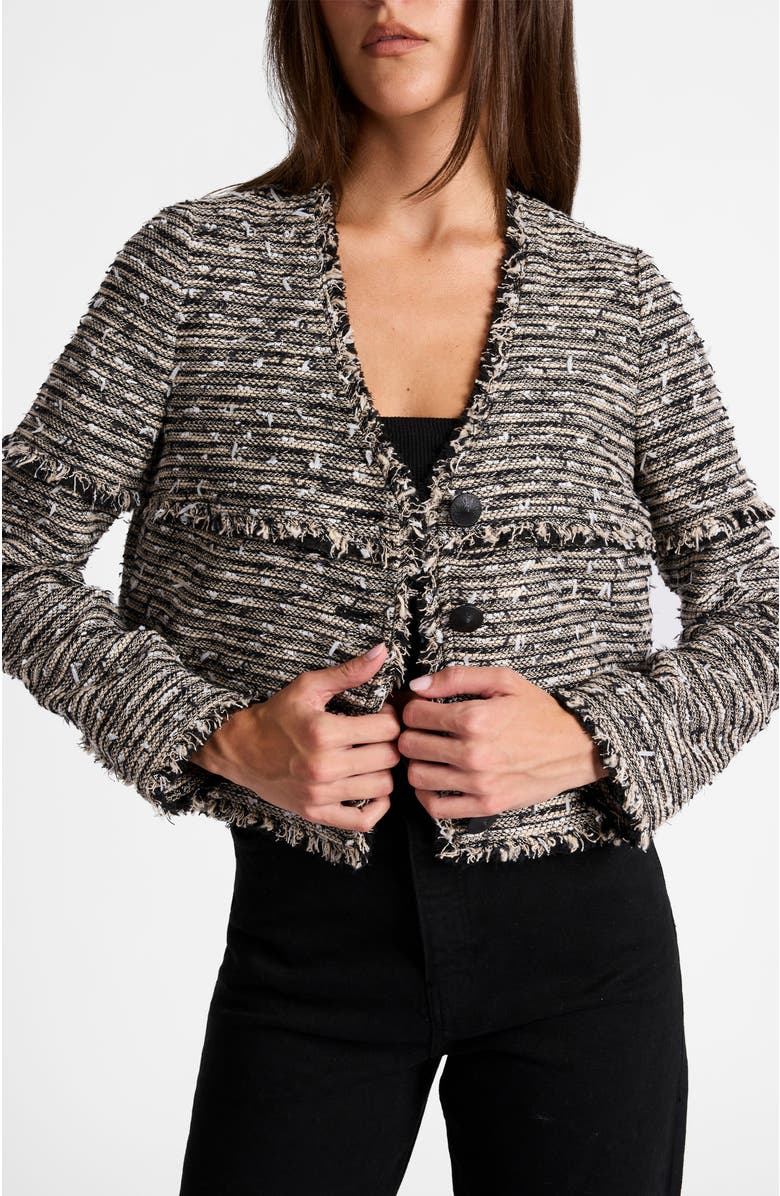Santorelli Regina Relaxed Fit Jacket in Modern Tweed, Alternate, color, Sandstone