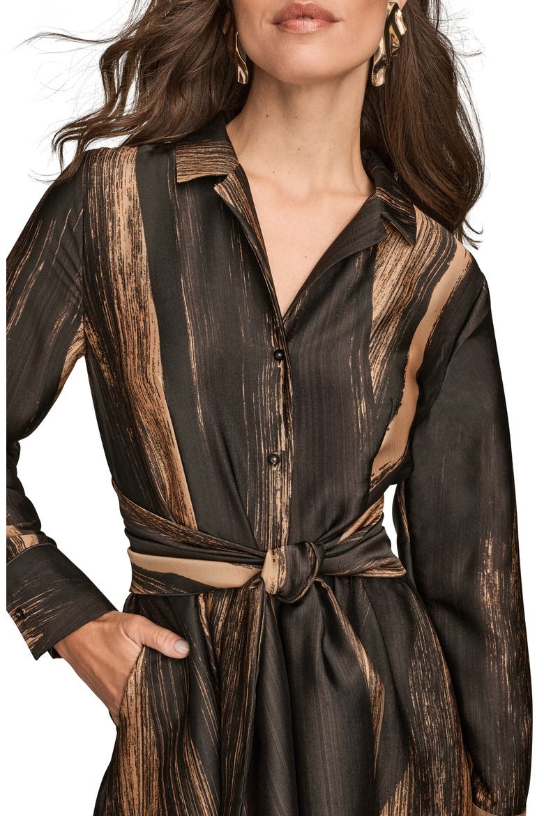 Long Sleeve Midi Dress, Alternate, color, BLACK/ FAWN