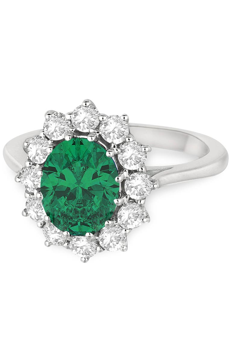 Oval Lab Emerald and Diamond Ring 14k, Alternate, color, 3.60ct/White Gold