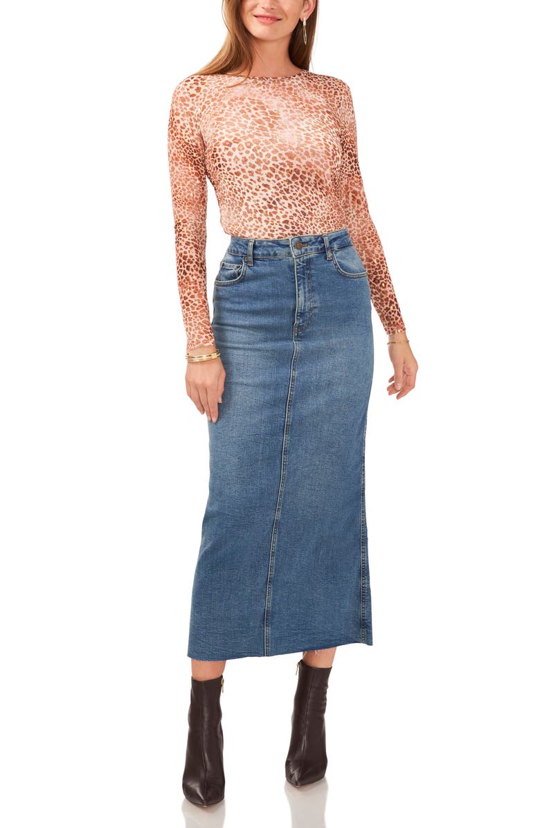 Vince Camuto Shirred Foil Mesh T-Shirt, Alternate, color,