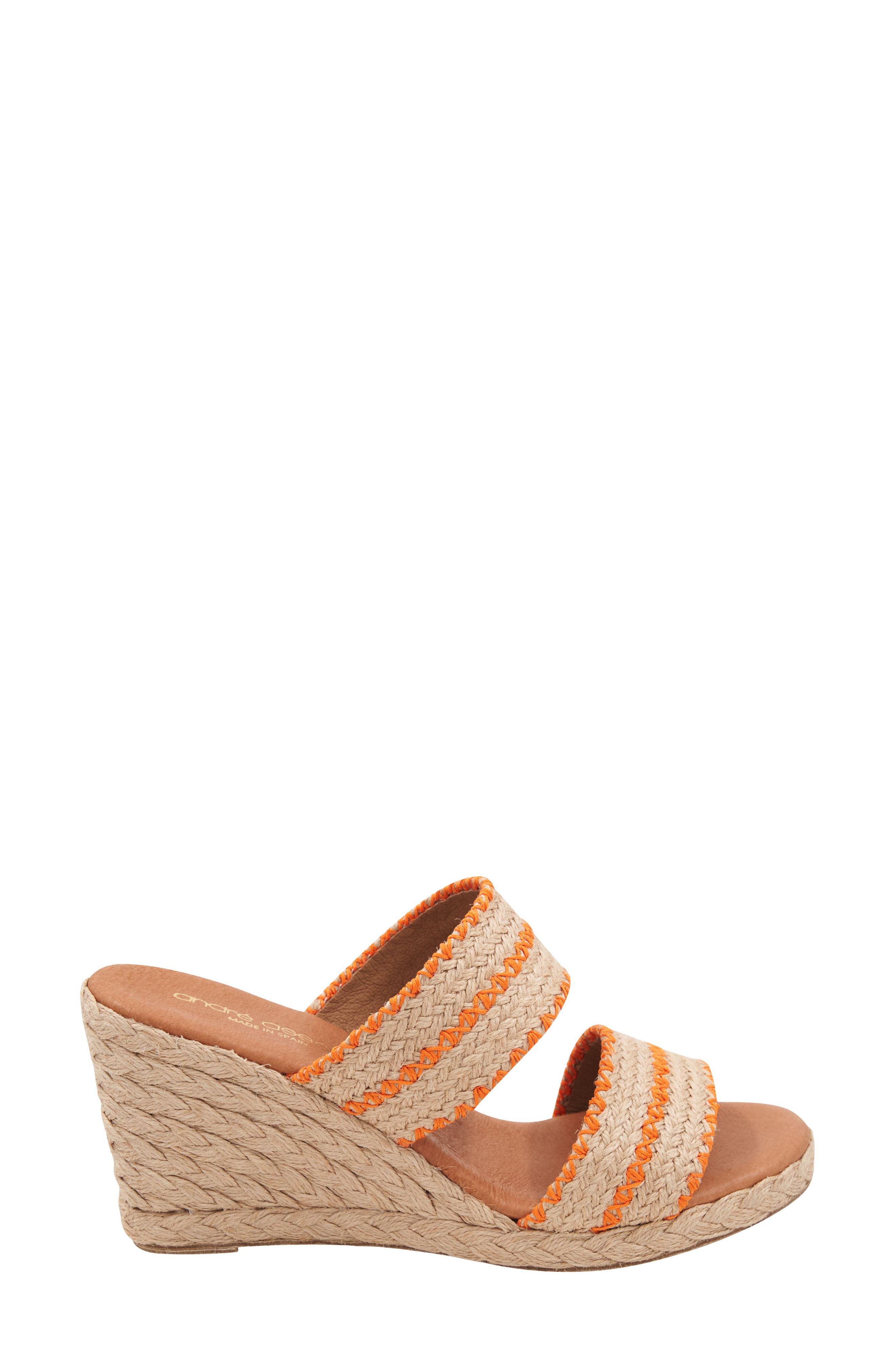 André Assous Nolita Raffia Espadrille Platform Wedge Slide Sandal, Alternate, color, 