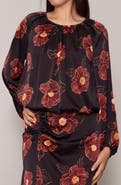 MELLODAY Floral Long Sleeve Bubble Hem Top