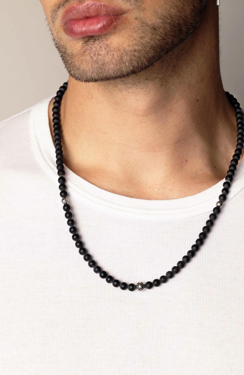 Nialaya Stone Beaded Necklace In Black