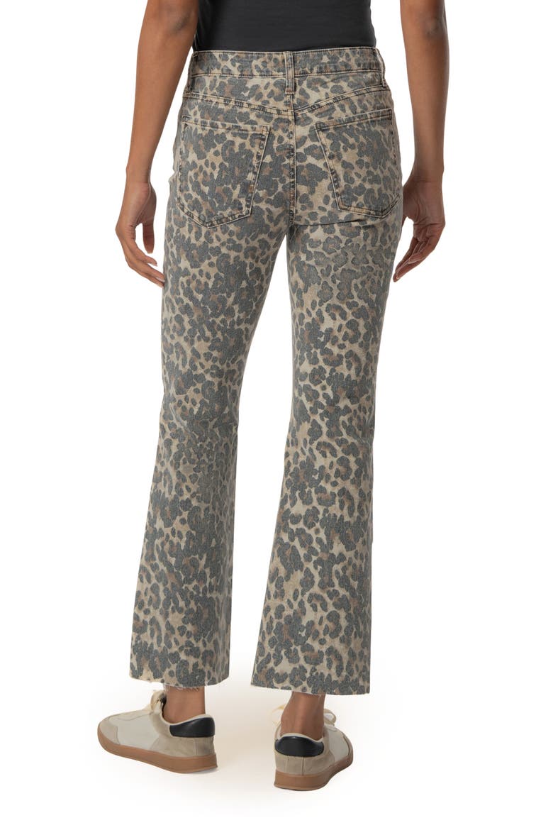 Kelsey Print Raw Hem High Waist Ankle Flare Jeans, Alternate, color, TAN/ BROWN