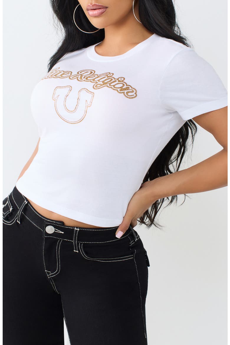 Glitter Horseshoe Relaxed Baby Tee, Alternate, color, OPTIC WHITE