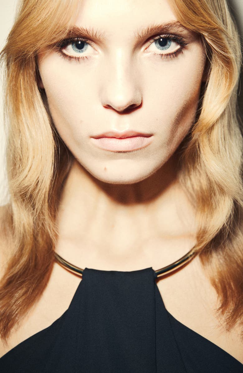 MANGO Choker Neck Sleeveless Dress, Alternate, color, Navy