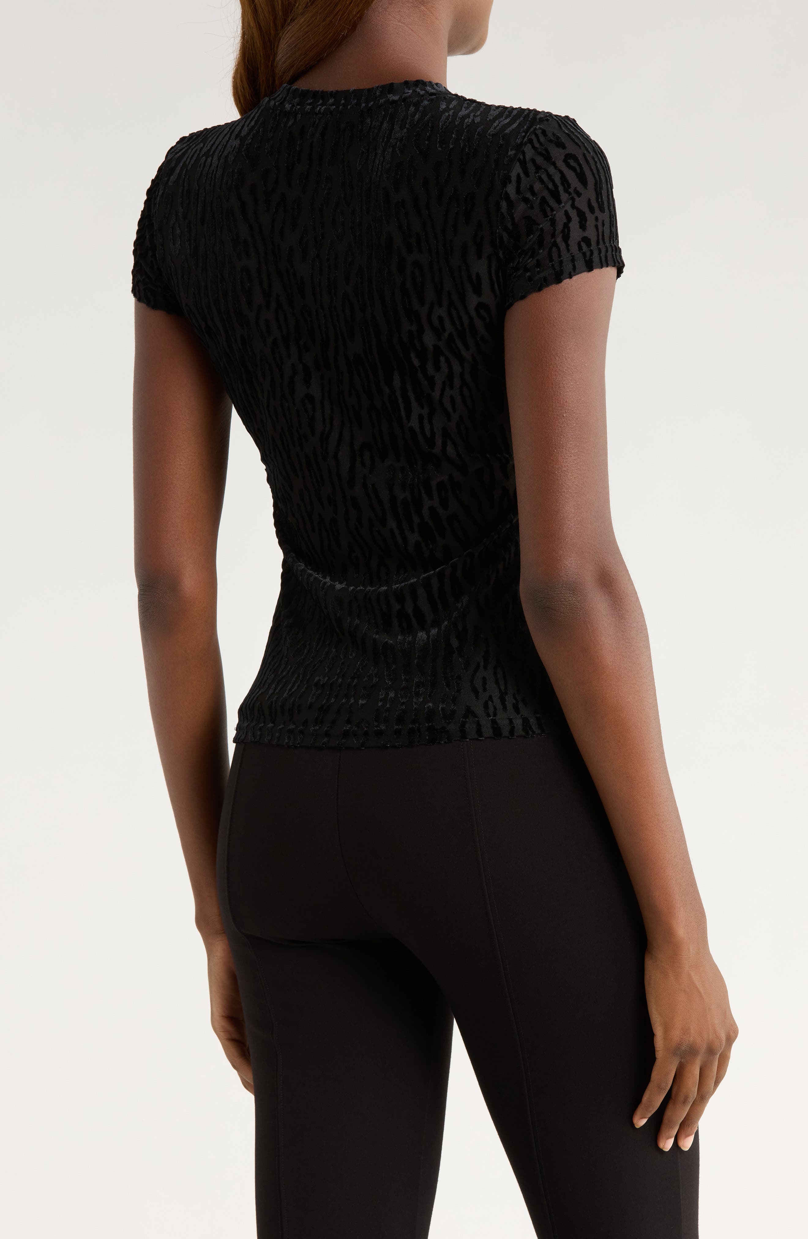 Eisa Leopard Velvet Burnout T-Shirt - image 2