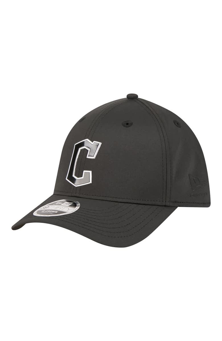 New Era Men's New Era  Black Cleveland Guardians Metallic 39THIRTY M-Crown Flex Hat, Main, color, Black