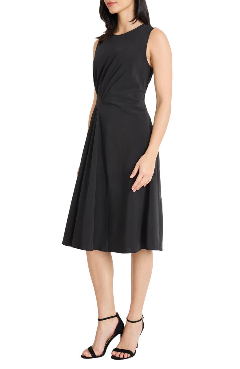 Maggy London Draped Midi Dress, Alternate, color, Black