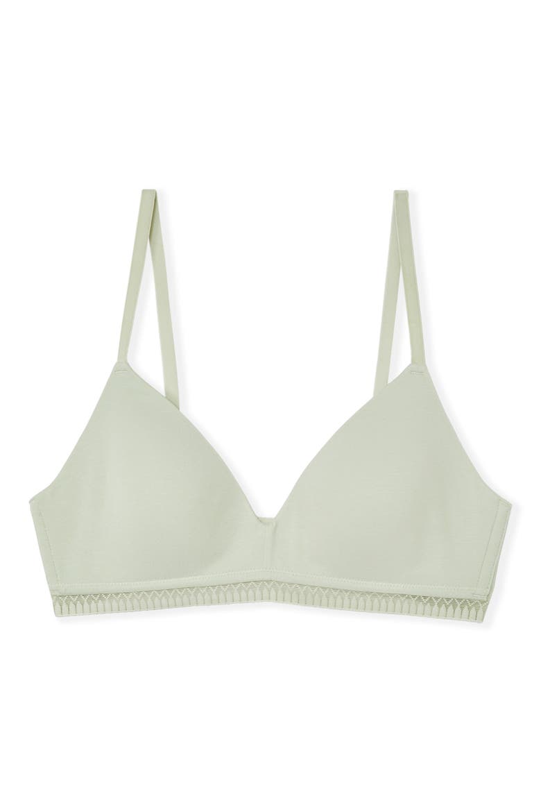 Happily Wireless Stretch Cotton Triangle Bra, Alternate, color, ANISE