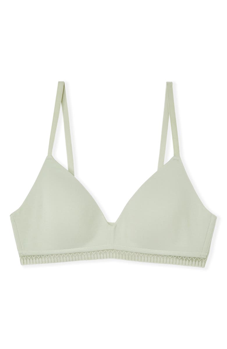 Etam Happily Wireless Stretch Cotton Triangle Bra, Alternate, color, Anise