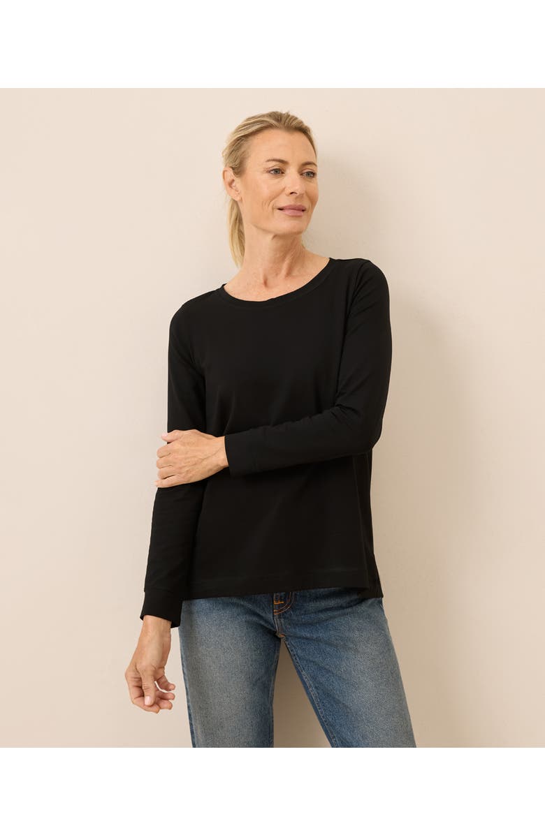 Pact Luxe Stretch Jersey Swing Long Sleeve Tee, Main, color, Black