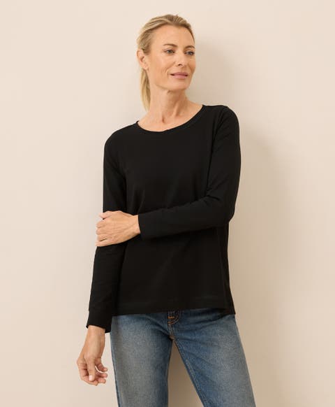 Luxe Stretch Jersey Swing Long Sleeve Tee