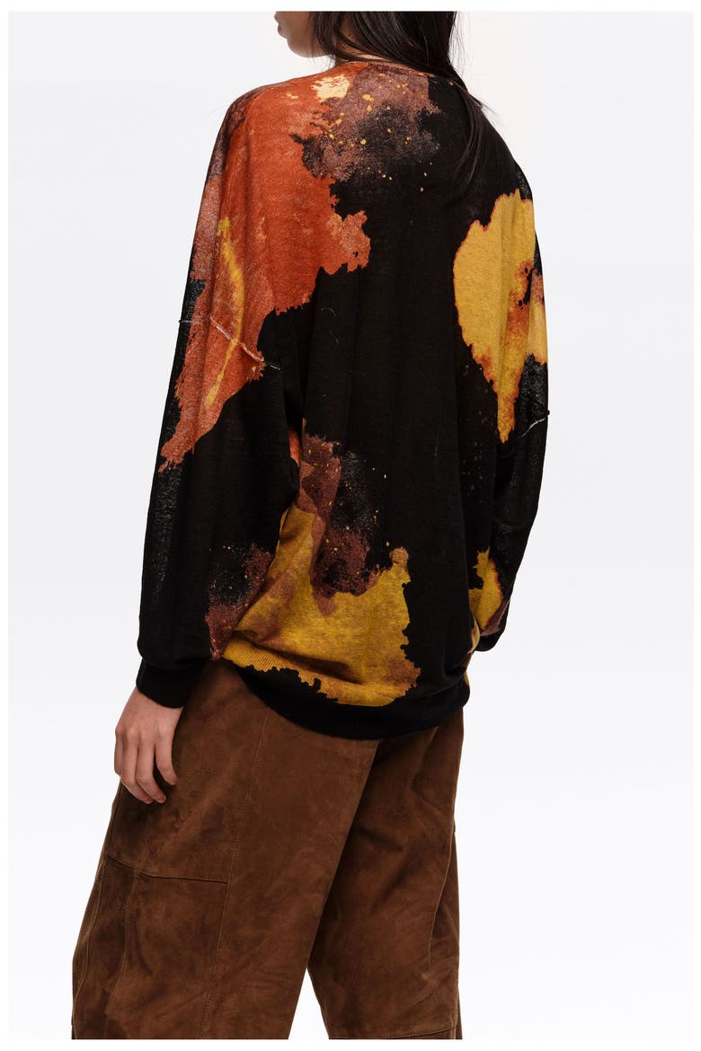 Long Straight-Fit Linen Sweater, Alternate, color, BLOT XL BLACK