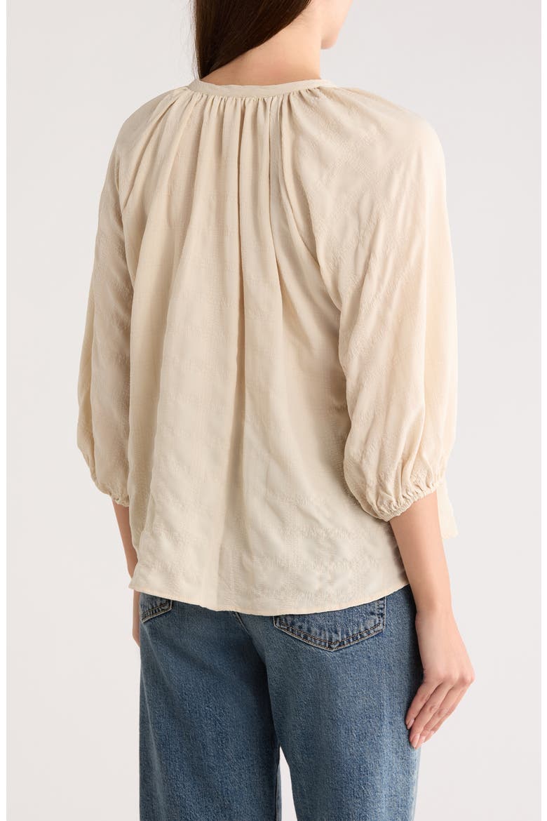 Tie Keyhole Puff Sleeve Top, Alternate, color, TAUPE