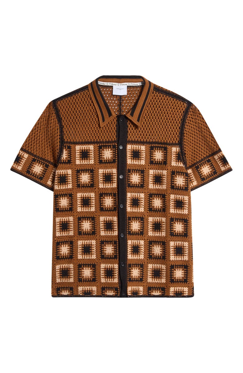 Percival Dusk Deckhand Short Sleeve Crochet Button-Up Shirt, Alternate, color, 