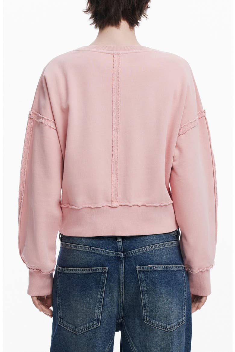 Exposed Seam Cotton Sweatshirt, Alternate, color, PINK