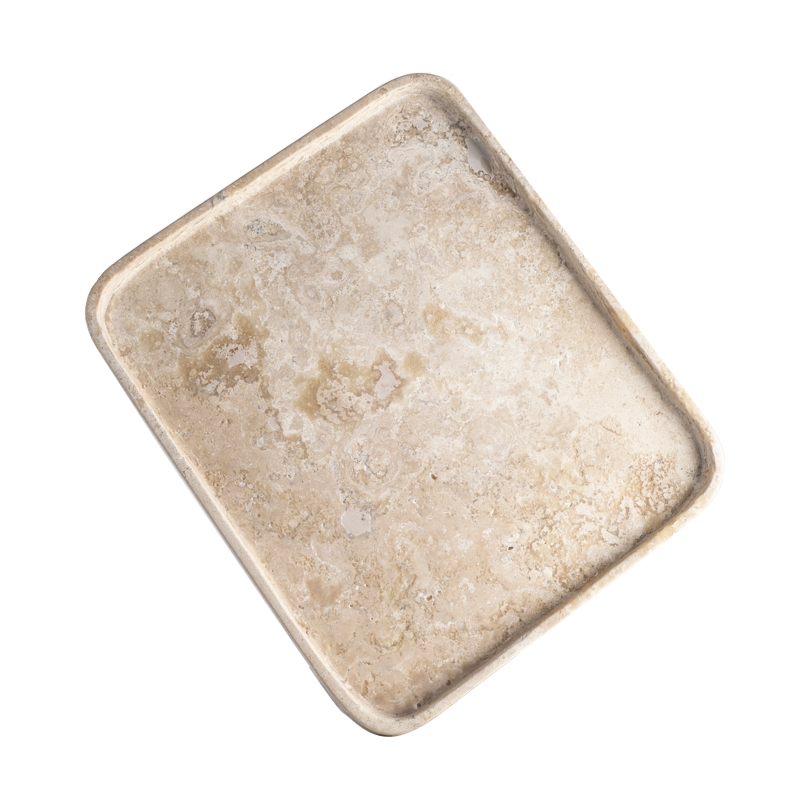 AndJacob Decor Less is More Multi-Use Tray in Travertine Marble 