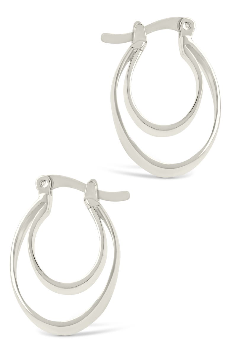 Sterling Forever Frankie Double Hoop Earrings, Alternate, color, Silver