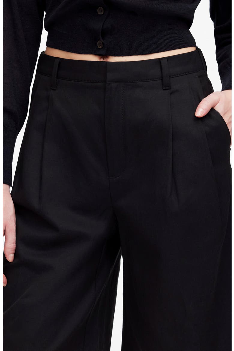 Pleated Relaxed Fit Shorts, Alternate, color, JET BLACK