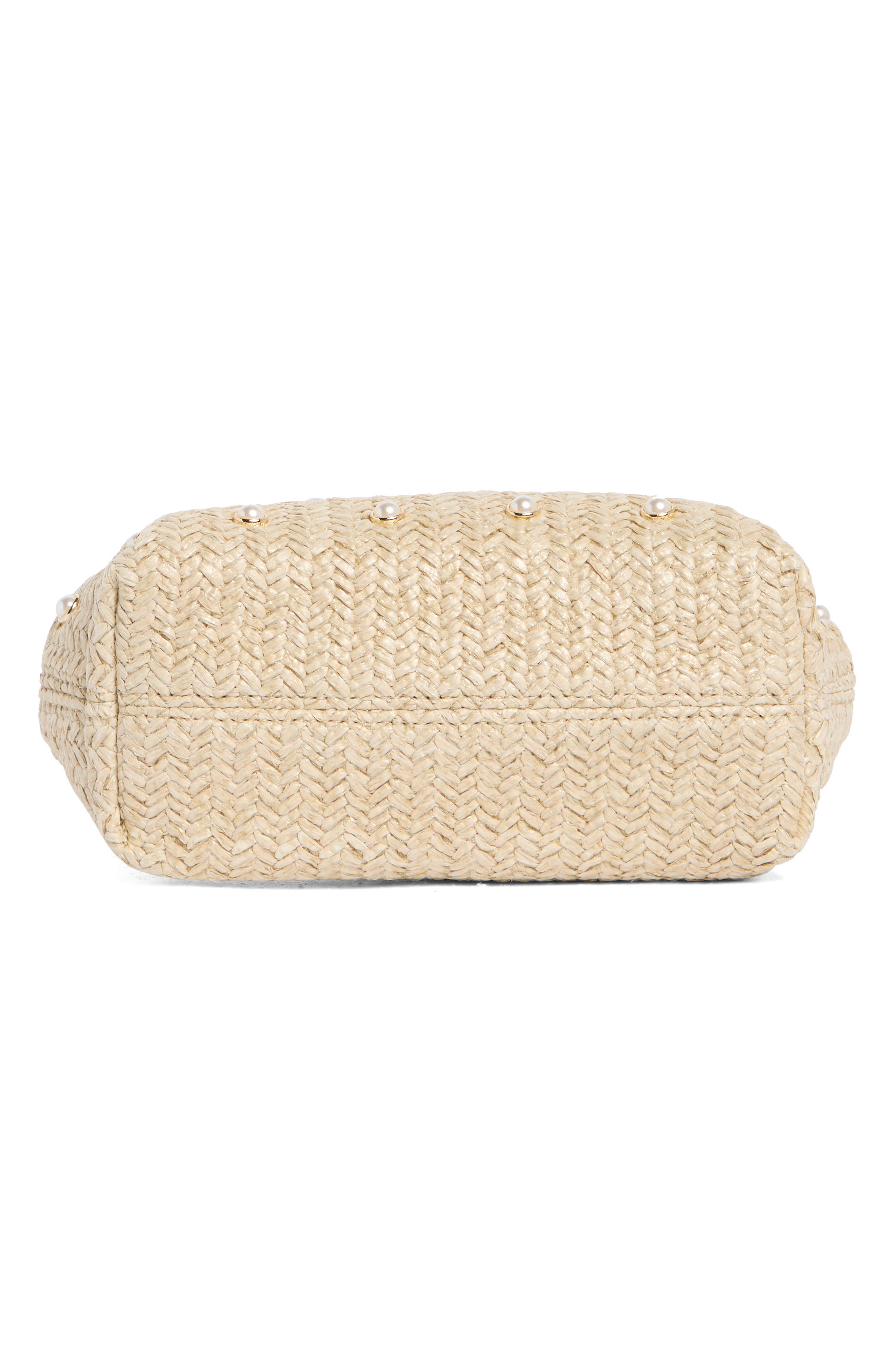 Olga Berg Kaia Studded Woven Clutch, Alternate, color, Natural