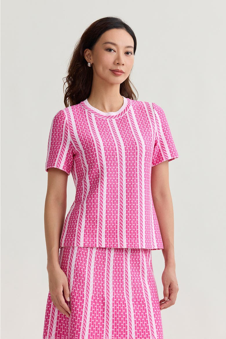 Roadmap Pattern Soft Knit Top, Alternate, color, Carmine Rose/Pink