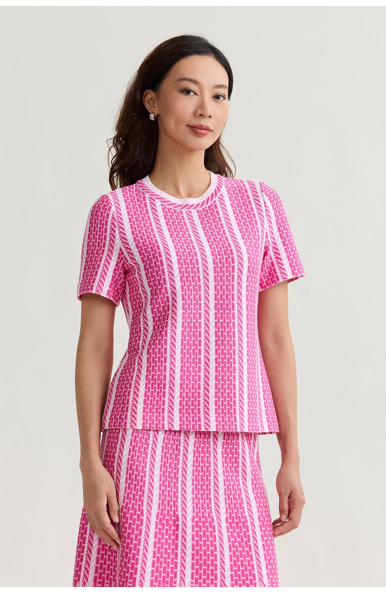 Ming Wang Roadmap Pattern Soft Knit Top, Alternate, color, Carmine Rose/Pink