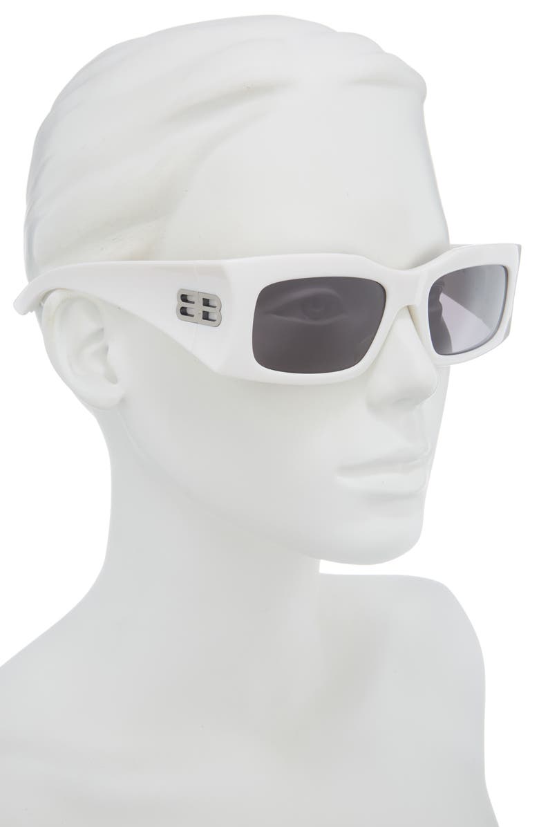 Balenciaga Rectangular Sunglasses, Alternate, color, Ivory Ivory Grey