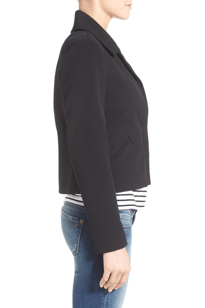 Pickstitch Detail Snap Front Jacket, Alternate, color, BLACK