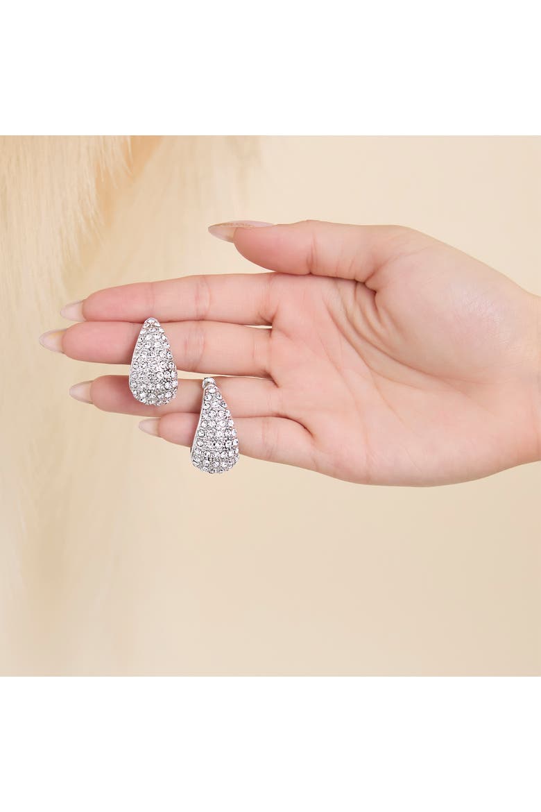 Pave Teardrop Earrings, Alternate, color, Silver