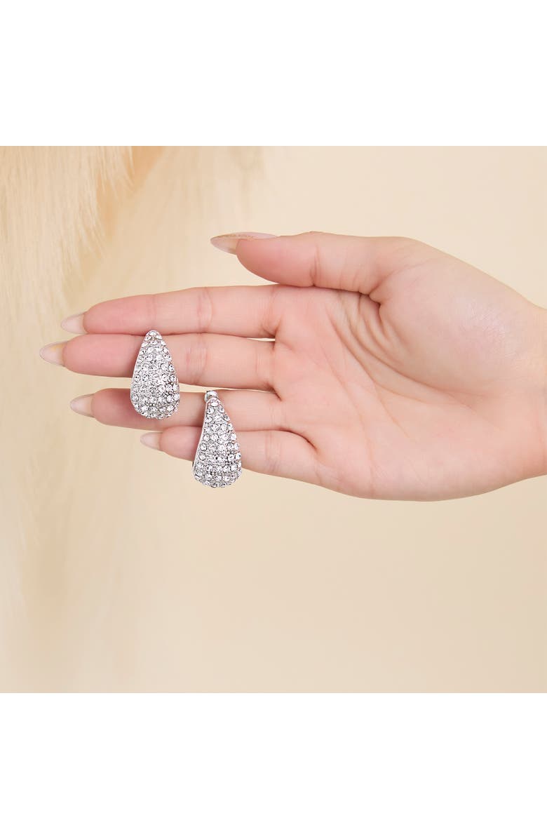 Jessica Simpson Pave Teardrop Clip-On Earrings, Alternate, color, Silver