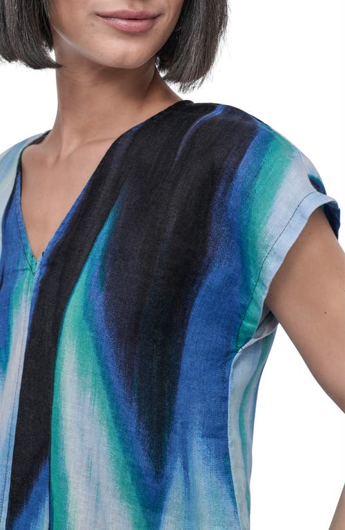 Dkny V-neck Linen Top In Caribbean