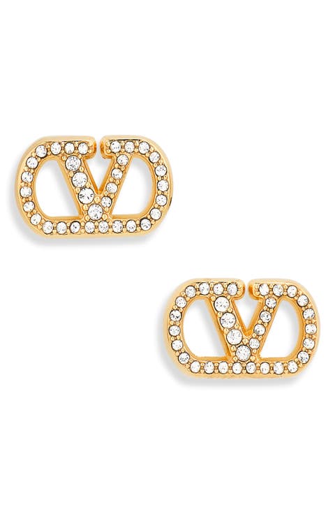 Vlogo Signature Swarovski Crystal Stud Earrings