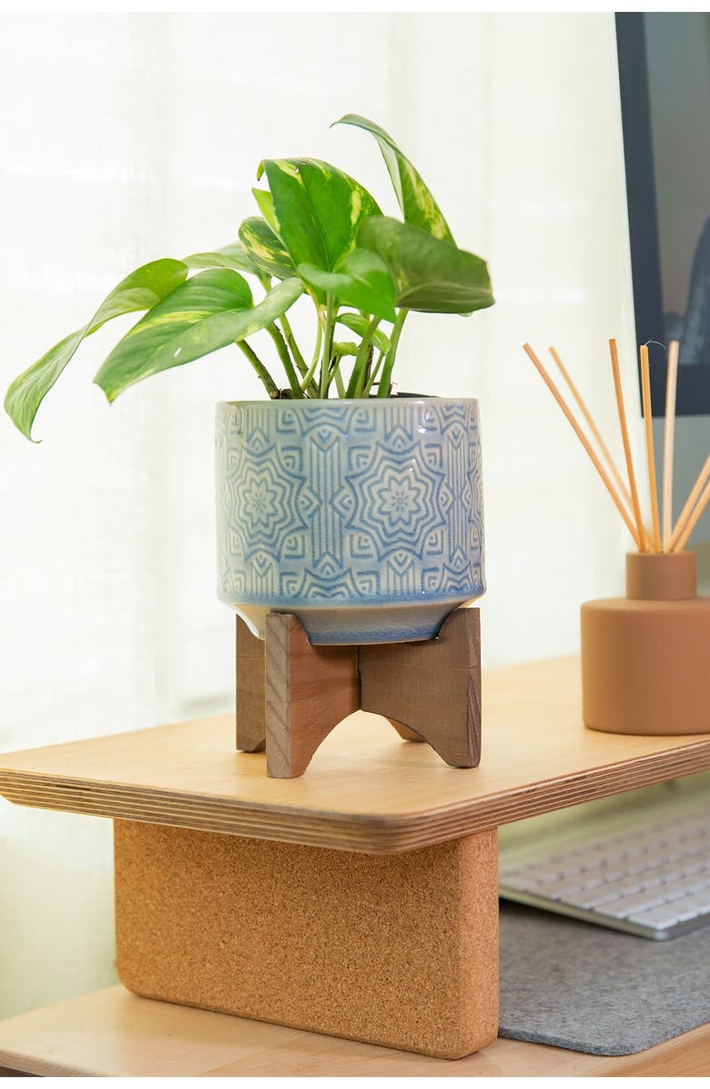 FLORA BUNDA 4.37" Star Ceramic on Stand - Glass Blue, Alternate, color, Glass Blue