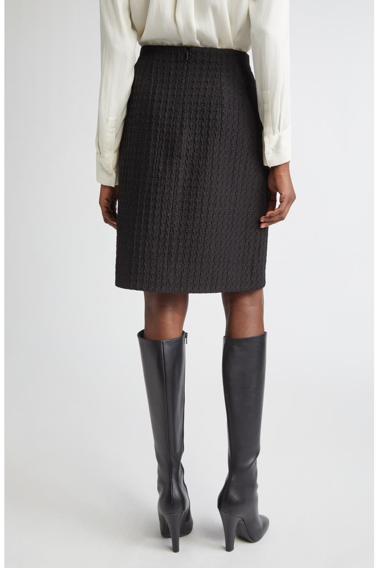 High Waist Textured Houndstooth Jacquard Skirt, Alternate, color, BLACK
