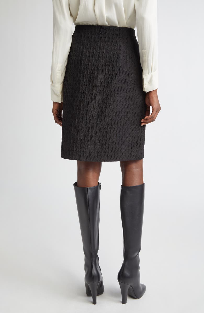 Lafayette 148 New York High Waist Textured Houndstooth Jacquard Skirt, Alternate, color, Black
