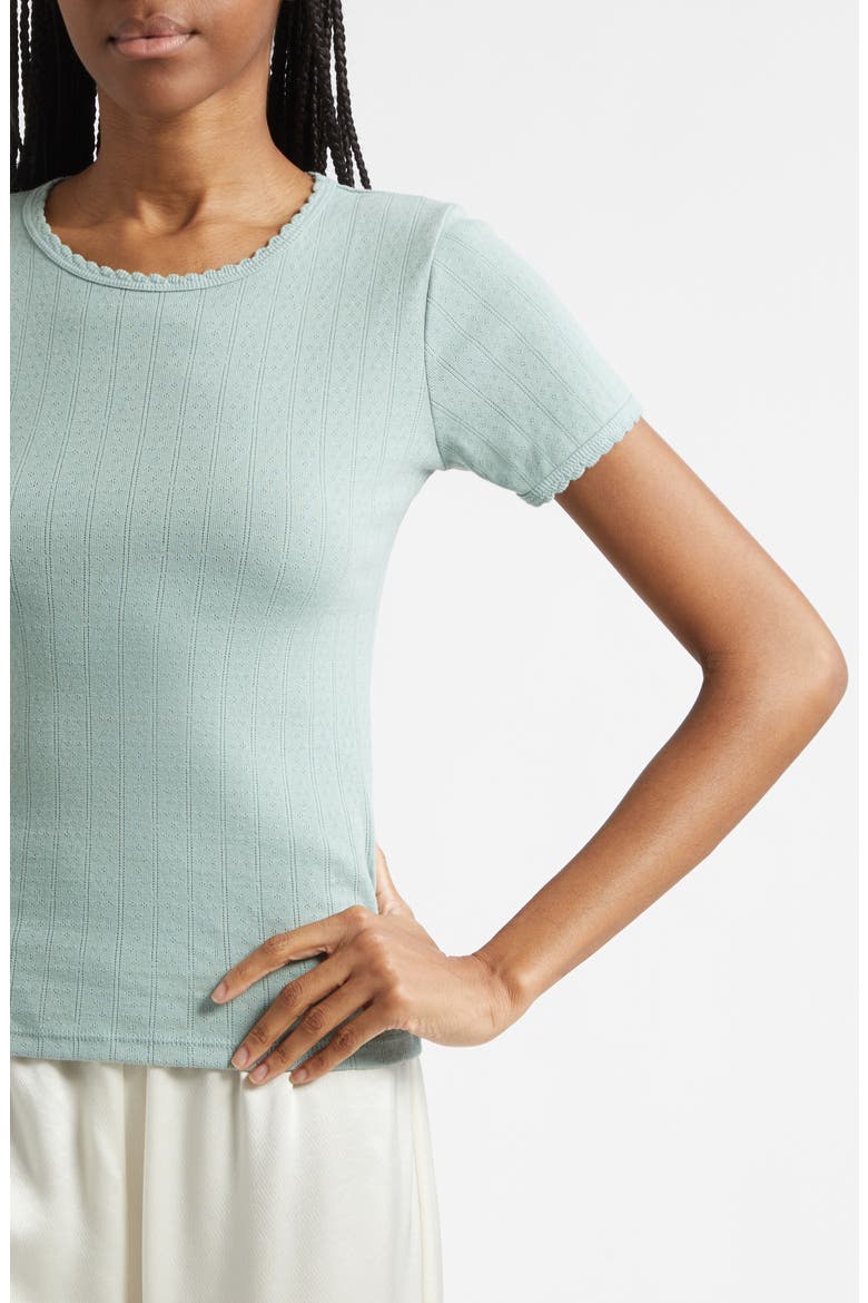 Cotton Pointelle Slim Fit T-Shirt, Alternate, color, EUCALYPTUS