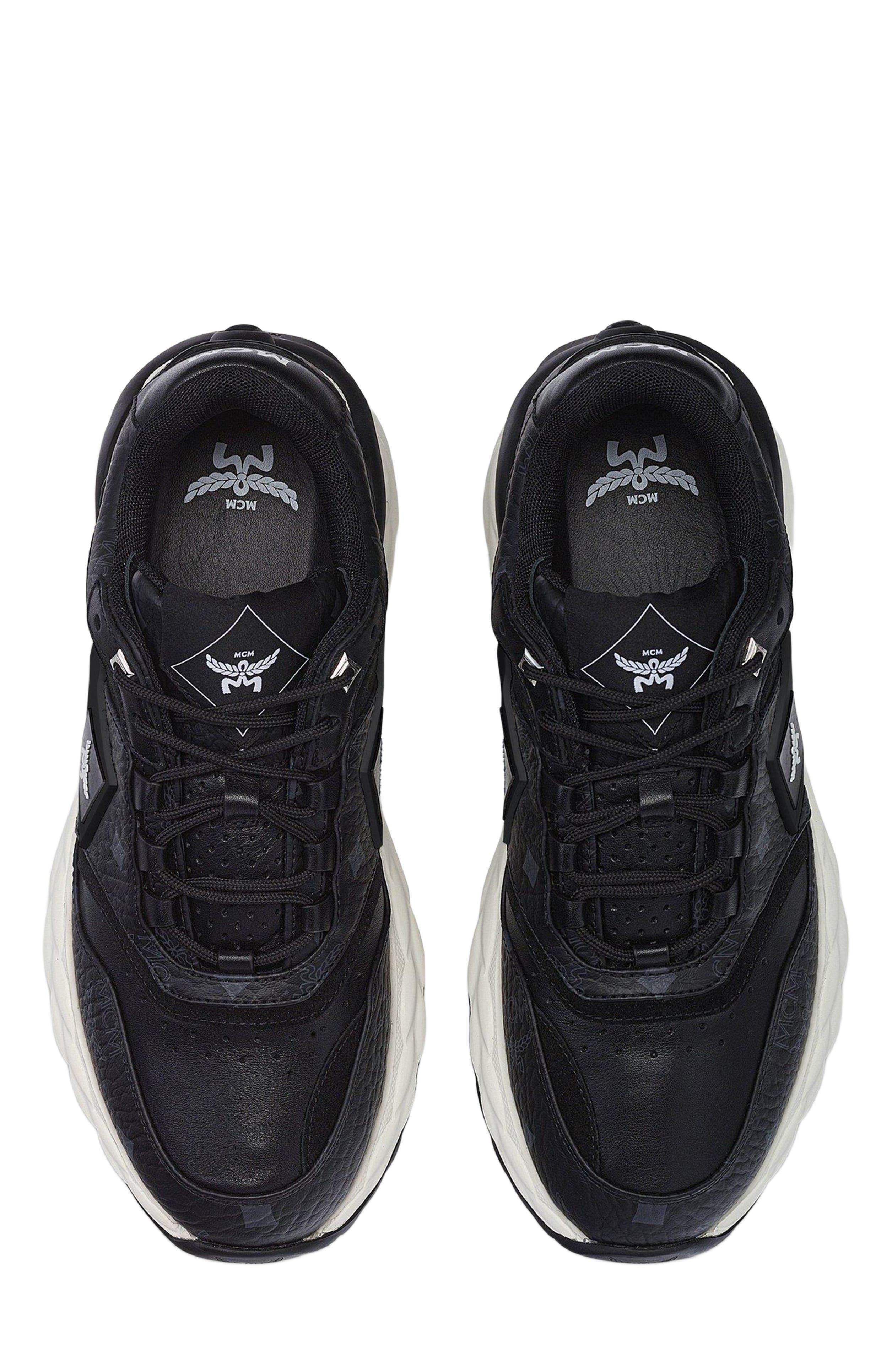 MCM Skywander Sneakers in Visetos, Alternate, color, 